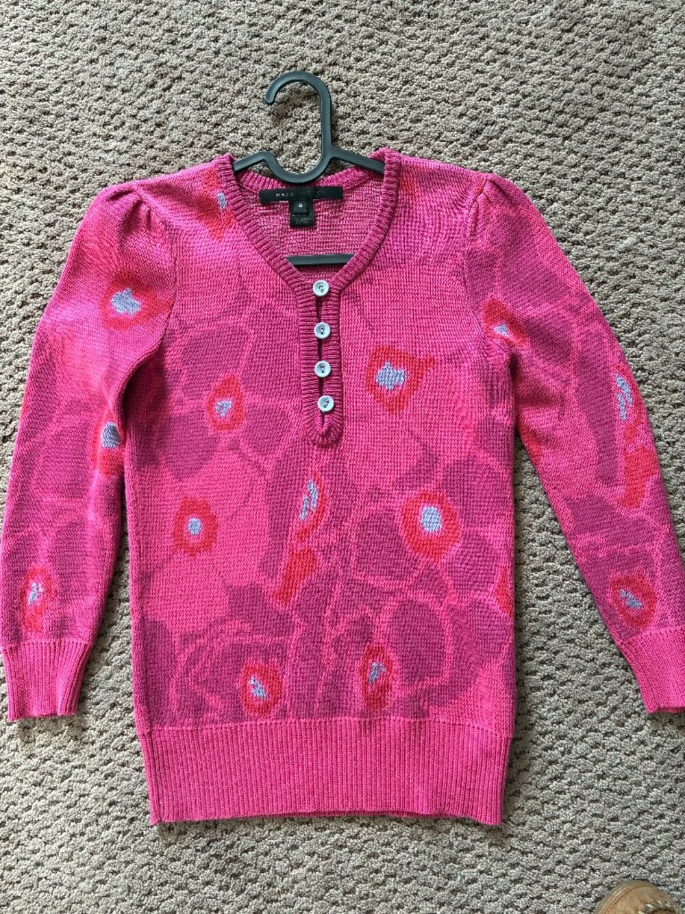 Marc Jacobs floral sweater with button-up henley neckline